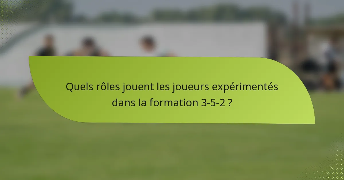Quels rôles jouent les joueurs expérimentés dans la formation 3-5-2 ?